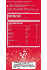 Nutrition information and usage directions for Natures Aid Super Stars Multivitamin chewable tablets.