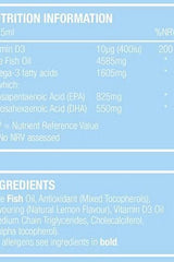 Nutrition information and ingredients for Natures Aid Super Stars Omega-3 supplement, highlighting Omega-3 fatty acids.