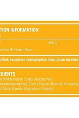 Nutritional information and ingredient list for Natures Aid Super Stars Vitamin C chewable tablets.