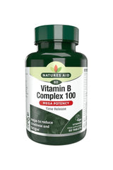 Natures Aid Vitamin B Complex 100 - 60 Tablets, supports energy, reduces fatigue, time release formula.