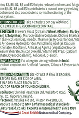 Natures Aid Vitamin B Complex supplement label detailing ingredients and usage instructions.