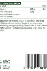 Natures Aid Vitamin C 1000mg time release tablets nutrition information label and guidelines.