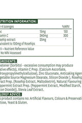 Natures Aid Zinc + C Lozenge nutrition label, highlighting ingredients and nutrient values.