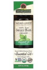 Nature's Answer 100% Pure Sweet Basil Essential Oil 15 ml - Non-GMO, Gluten-Free, Organic, health benefits.