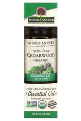 Nature's Answer 100% Pure Cedarwood Essential Oil 15 ml bottle, non-GMO and gluten-free, promotes well-being.