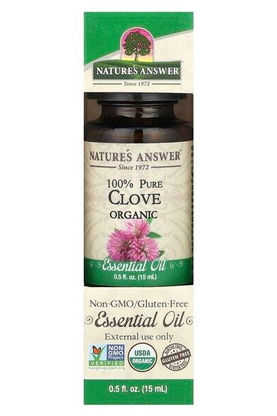 Nature's Answer 100% Pure Clove Organic Essential Oil 15 ml, Non-GMO, Gluten-Free, natural wellness product.