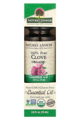 Nature's Answer 100% Pure Clove Organic Essential Oil 15 ml, Non-GMO, Gluten-Free, natural wellness product.
