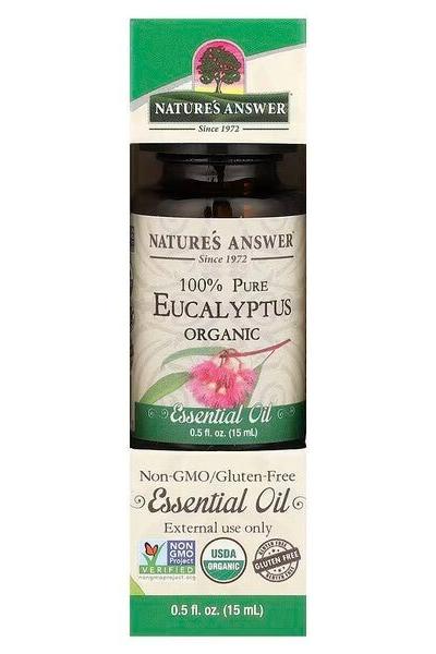 Nature's Answer 100% Pure Eucalyptus Essential Oil 15 ml, Non-GMO and Gluten-Free, promotes relaxation and well-being.