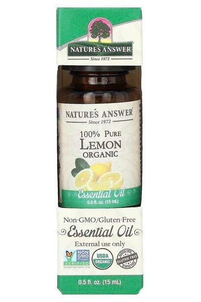 Nature's Answer 100% Pure Lemon Essential Oil, 15 ml, organic, non-GMO, gluten-free for aromatherapy.