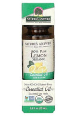 Nature's Answer 100% Pure Lemon Essential Oil, 15 ml, organic, non-GMO, gluten-free for aromatherapy.