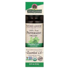 Nature's Answer 100% Pure Peppermint Essential Oil, 15ml, organic, non-GMO, ideal for natural aromatherapy.