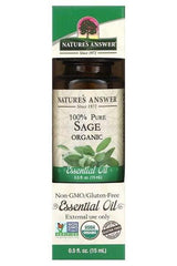 Nature's Answer 100% Pure Sage Essential Oil 15 ml, Organic and Non-GMO, gluten-free for external use.