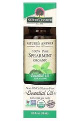 Nature's Answer 100% Pure Spearmint Essential Oil, 15 ml, non-GMO, gluten-free, organic, uplifting aroma.