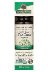 Nature's Answer 100% Pure Tea Tree Essential Oil 15 ml, organic, gluten-free, non-GMO, for health and wellness.
