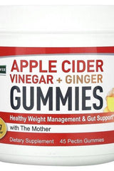 Nature's Answer Apple Cider Vinegar + Ginger Gummies for weight management, 45 pectin gummies, gluten-free and vegan.
