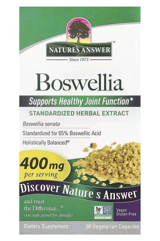 Nature's Answer Boswellia supplement box, supports healthy joint function, standardized herbal extract.