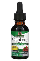Nature's Answer Cranberry Extract 2 oz bottle, supports urinary tract health, gluten-free and alcohol-free.