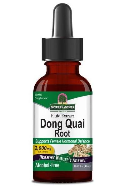 Nature's Answer Dong Quai Root fluid extract, alcohol-free, 2000 mg, supports female hormonal balance, herbal supplement.