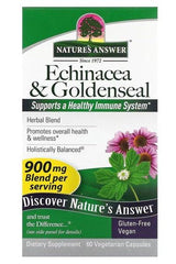 Nature's Answer Echinacea & Goldenseal, herbal supplement for healthy immune support, 60 vegan capsules.