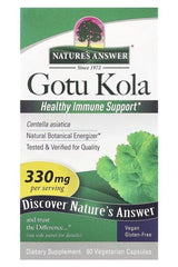Nature's Answer Gotu Kola supplement packaging, providing healthy immune support with 330mg per serving.