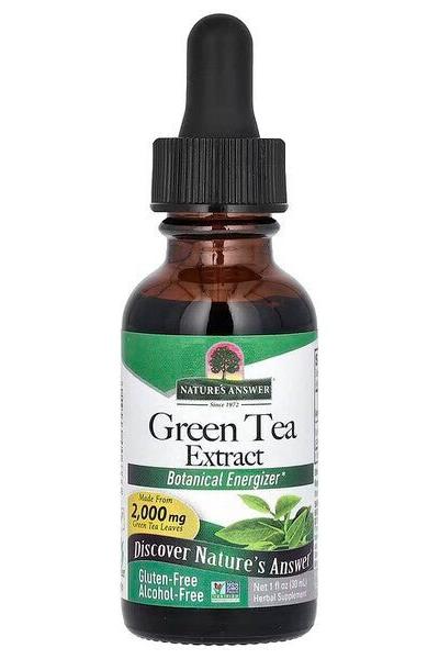 Nature's Answer Green Tea Extract 30ml bottle for natural energy, antioxidants, and heart health support.