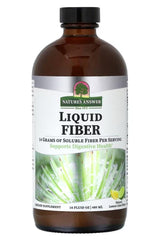 Nature's Answer Liquid Fiber Lemon-Lime supplement bottle, 480 ml, supports digestive health with soluble fiber.