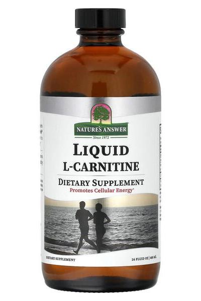 Nature's Answer Liquid L-Carnitine 480ml dietary supplement promoting cellular energy and heart health.