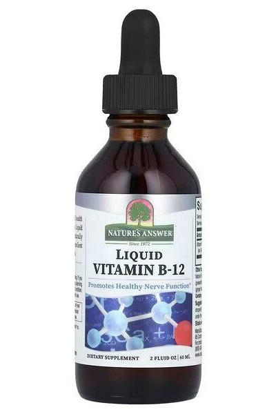 Nature's Answer Liquid Vitamin B-12 dietary supplement for healthy nerve function and energy production.