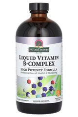 Nature's Answer Liquid Vitamin B-Complex bottle, high potency formula for overall health, 16 fl oz.
