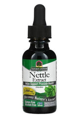 Nature's Answer Nettle Extract bottle, promotes prostate health, gluten-free, 2000 mg, Urtica dioica, herbal supplement.
