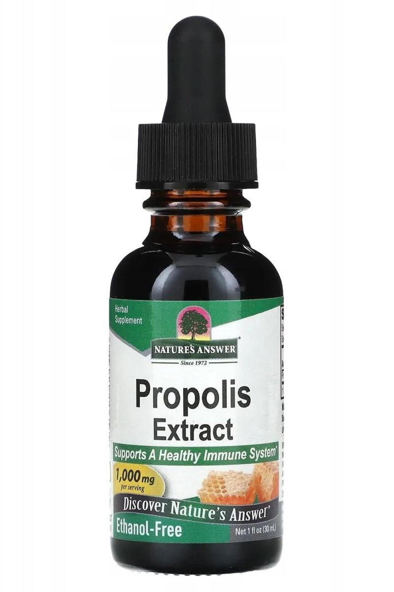 Nature's Answer Propolis Extract 30 ml bottle, natural antioxidant for immune support, ethanol-free herbal supplement.
