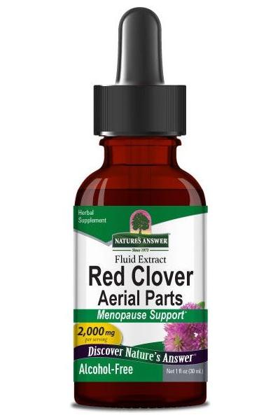 Nature's Answer Red Clover Aerial Parts fluid extract, 30 ml, for menopause support and hormonal balance.