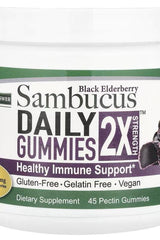 Nature's Answer Sambucus Daily Gummies 2X Strength Black Elderberry, 45 gummies for immune support, gluten-free and vegan.
