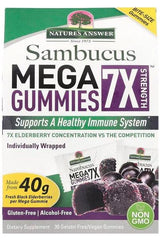 Nature's Answer Sambucus Mega Gummies 7X Strength, supports healthy immune system, gluten-free, alcohol-free, Non-GMO.