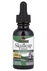 Nature's Answer Skullcap Extract 30 ml bottle, promoting overall health and well-being, gluten-free and alcohol-free.