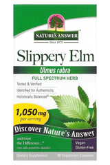 Nature's Answer Slippery Elm Extract box, a dietary supplement for digestive health, 90 vegetarian capsules.