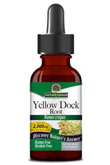 Nature's Answer Yellow Dock Root 30 ml extract, gluten-free, alcohol-free, supports digestion and has antiseptic properties.