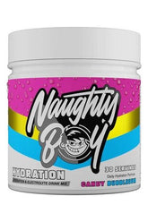 Naughty Boy Hydration drink mix in Candy Bubblegum flavor for electrolytes and hydration.