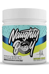 Naughty Boy Hydration Citrus Dream flavor, sugar-free electrolyte drink mix in a sleek container.