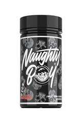 Naughty Boy Immortale supplement bottle featuring dark design and branding, promoting energy and cognitive benefits.