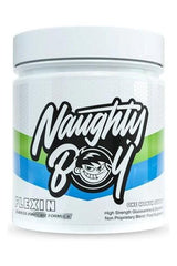 Naughty Boy Flexin supplement jar for advanced joint health with glucosamine and chondroitin.