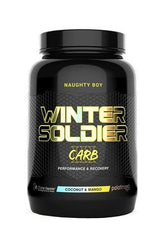 Naughty Boy Winter Soldier CARB3 performance supplement with coconut and mango flavor, promoting energy and fat burning.