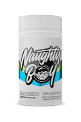 NaughtyBoy creatine capsules, 100% pure creatine, 120 capsules for enhanced strength and endurance.