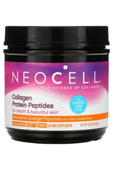 NeoCell Collagen Protein Peptides supplement in Mandarin Orange flavor, 442g, promoting health and beautiful skin.