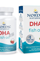 Nordic Naturals DHA Xtra fish oil bottle, supports cognitive function and healthy mood, Non-GMO, contains omega-3 DHA.