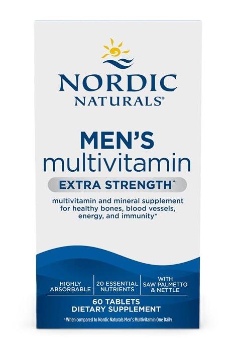 Nordic Naturals Men's Multivitamin Extra Strength - 60 tablets for men's health, energy, and immunity support.