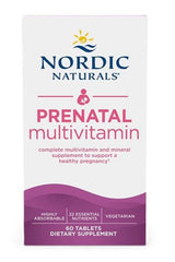 Nordic Naturals Prenatal Multivitamin package, 60 tablets, supports healthy pregnancy with essential nutrients.