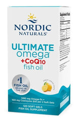 Nordic Naturals Ultimate Omega + CoQ10 fish oil supplement, 1280 mg Omega-3s, 100 mg CoQ10, 120 soft gels.