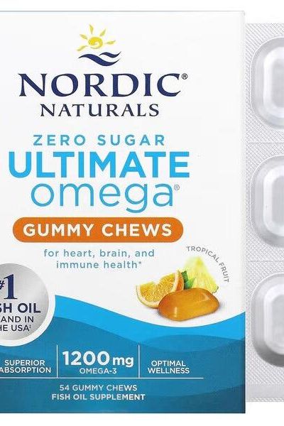 Nordic Naturals Ultimate Omega Gummy Chews, 1200 mg Omega-3 for heart, brain, and immune health, zero sugar.