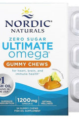 Nordic Naturals Ultimate Omega Gummy Chews, 1200 mg Omega-3 for heart, brain, and immune health, zero sugar.